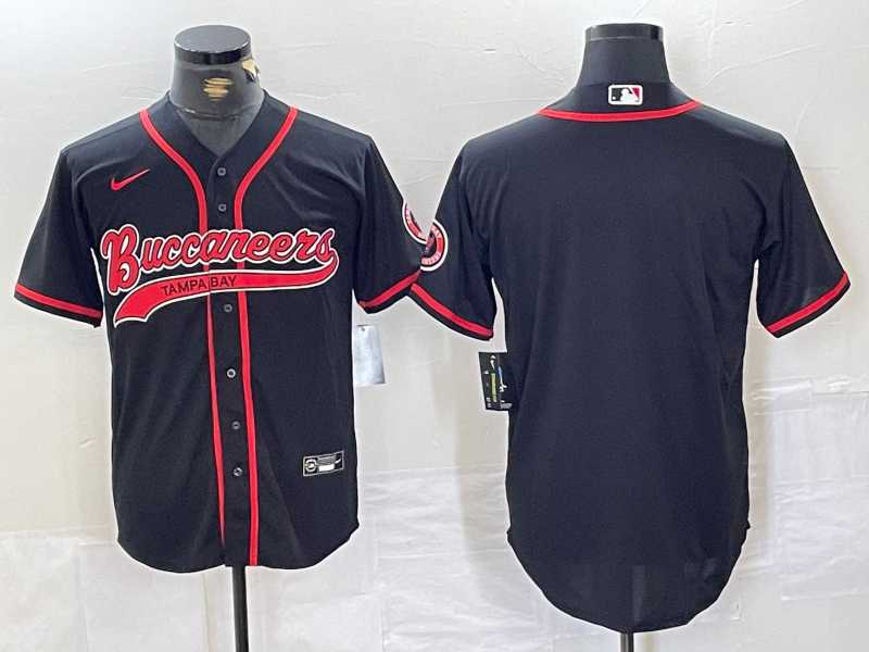 Men%27s Tampa Bay Buccaneers Blank Black Cool Base Stitched Baseball Jersey